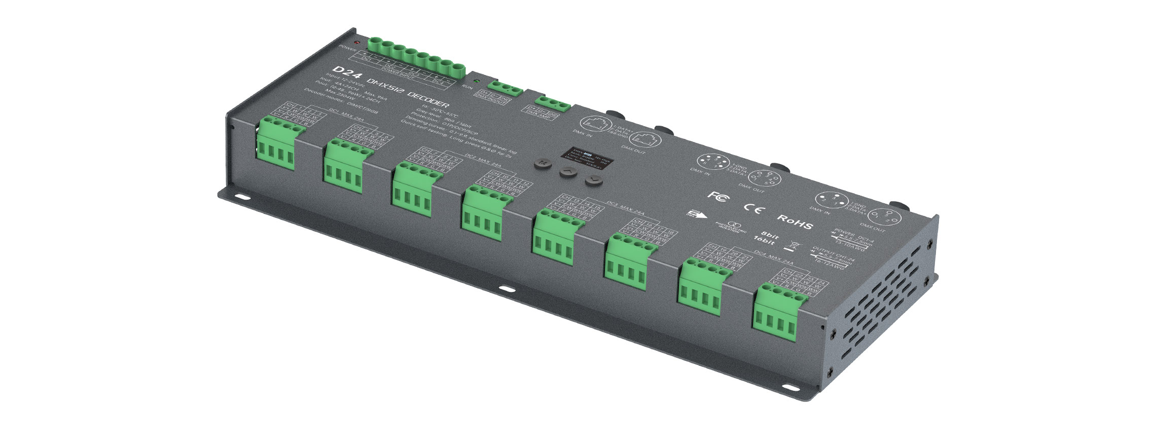 12-24VDC 24CHx4A CV DMX512/RDM Decoder D24