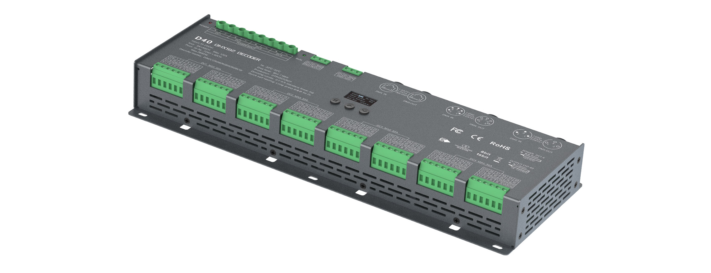 12-24VDC 40CHx3A CV DMX512/RDM Decoder D40