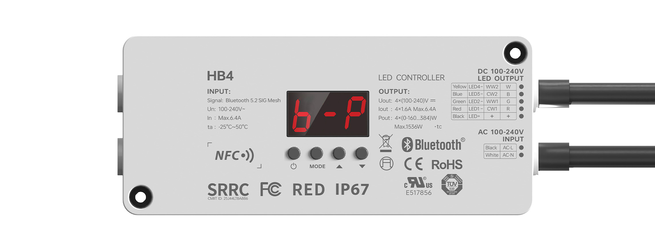 4CH NFC Waterproof Bluetooth5.2  High-voltage LED Controller HB4