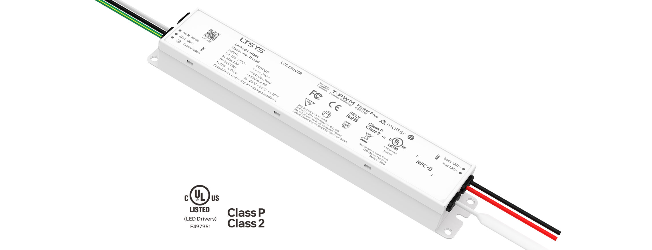 96W 24V UL Certification NFC CV Matter LED Driver LA-96-24-U1MA