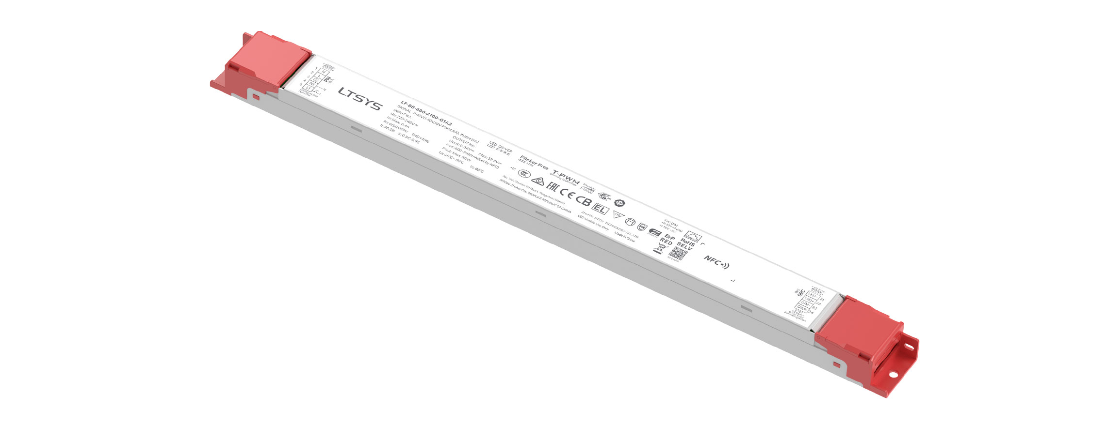 80W 600-2100mA NFC 0/1-10V CC Linear Intelligent Driver LF-80-600-2100-G1A2 (External)