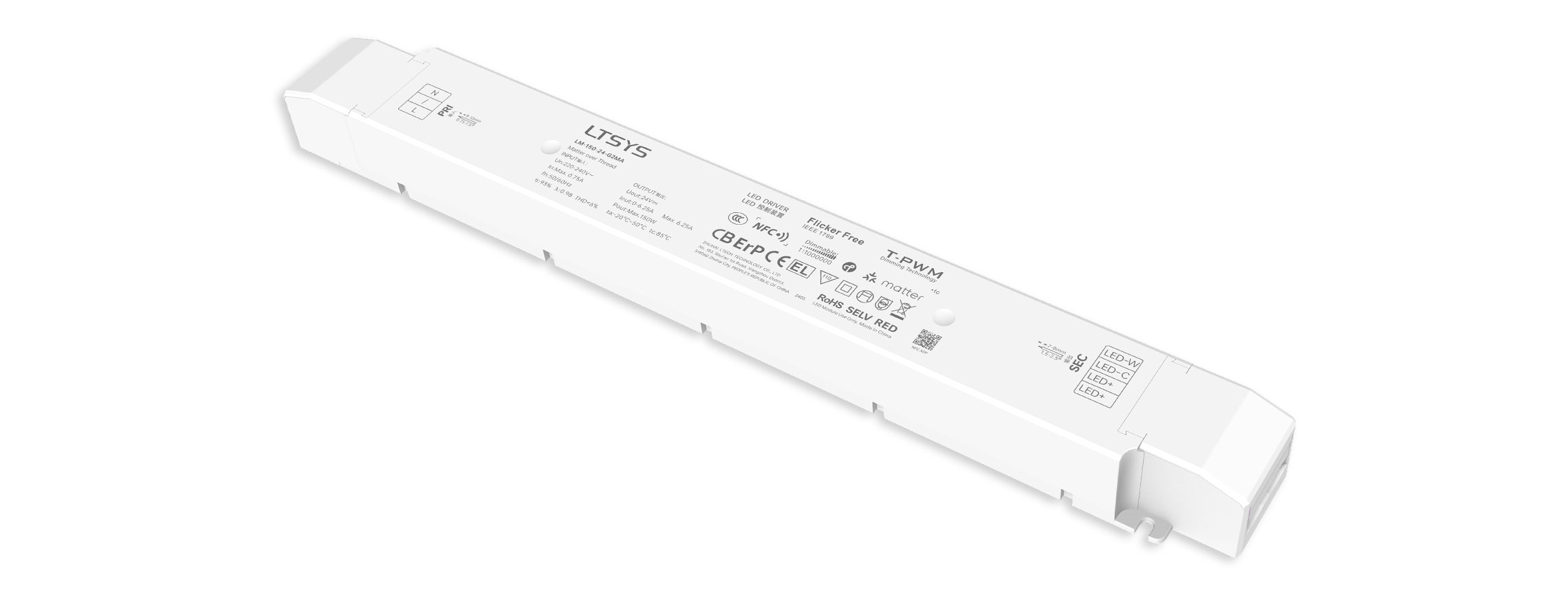150W 24V NFC CV Matter Tunable White LED Driver LM-150-24-G2MA