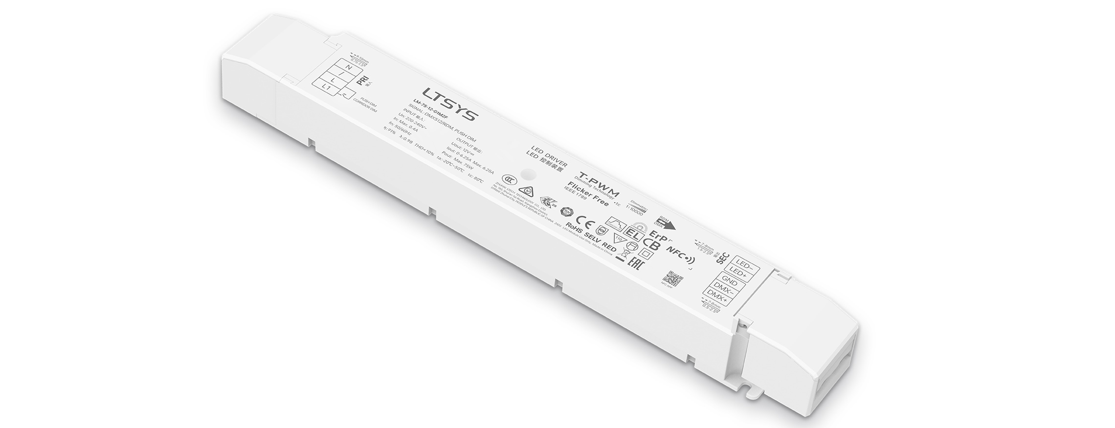75W 12VDC NFC CV DMX Driver LM-75-12-G1M2F